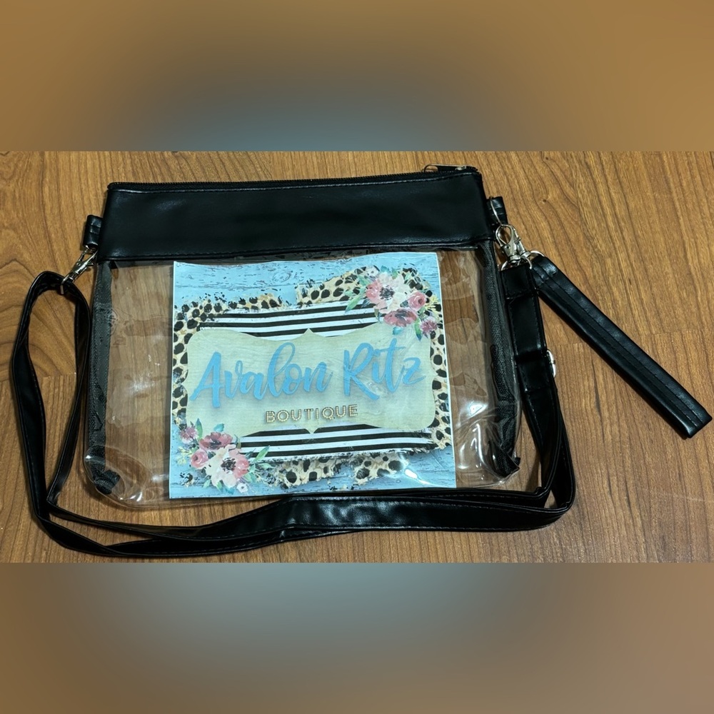 NEW Black Clear Crossbody Purse Clutch Wristlet